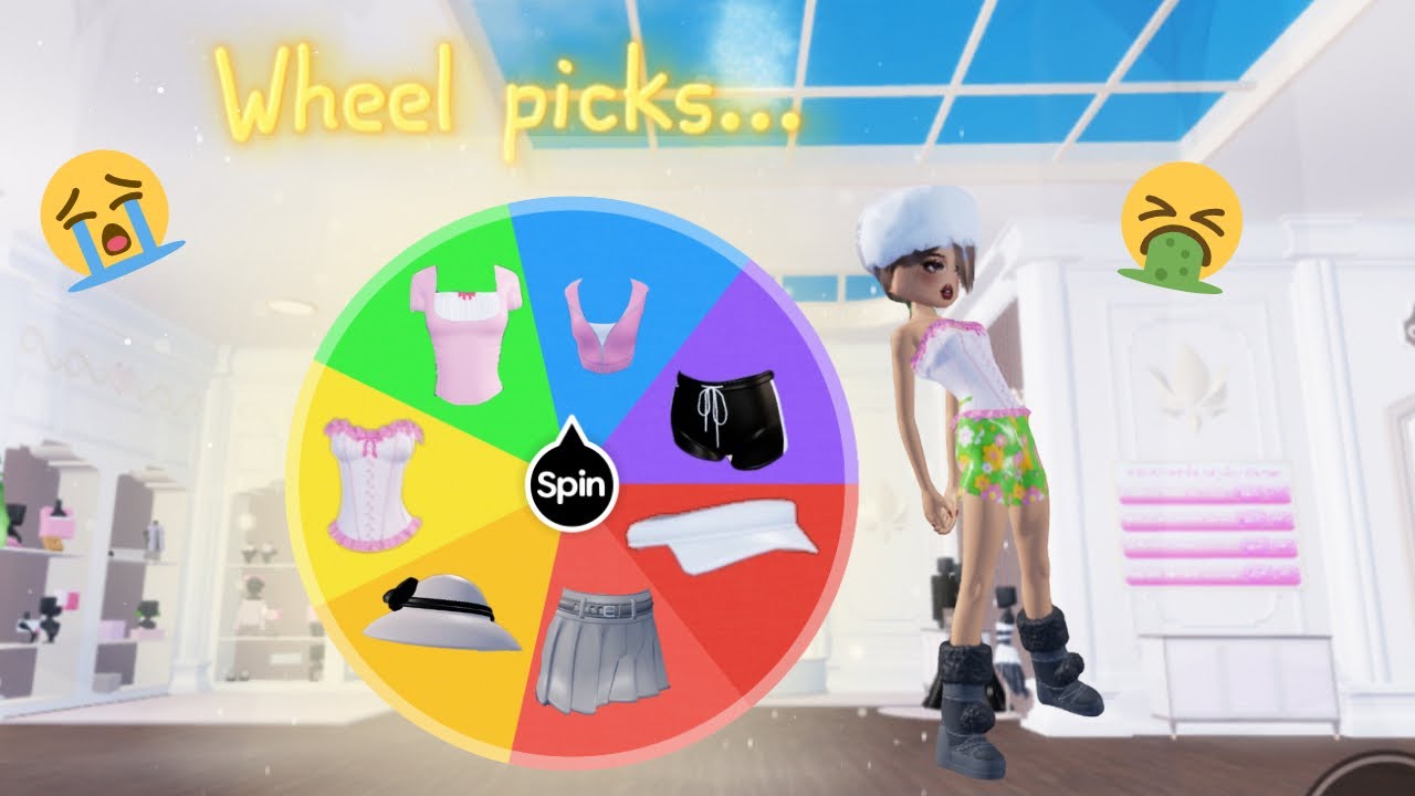 A wheel picks my outfits in dress to impress youtube