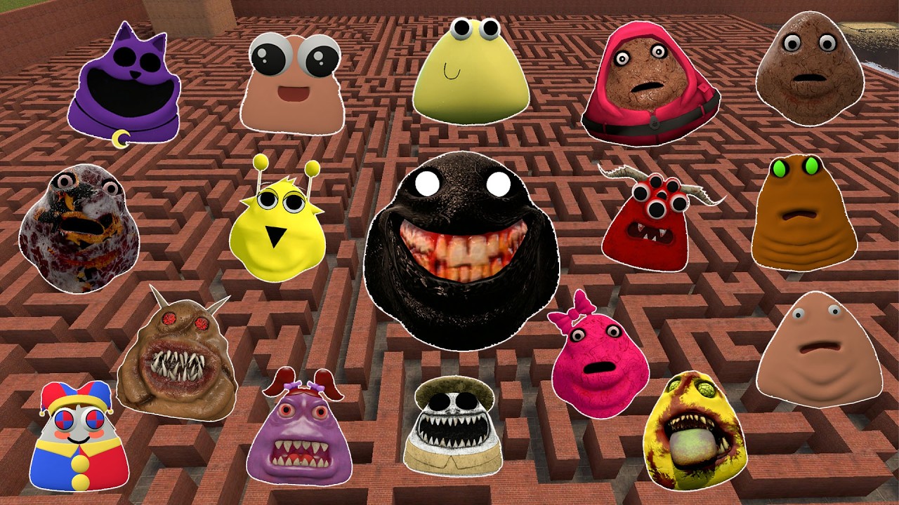 🛣️SPARTAN KICKING POU BOU FAMILY FROM BOU'S REVENGE Of POU and SPRUNKI POU in SKY TOWER Garry's Mod!