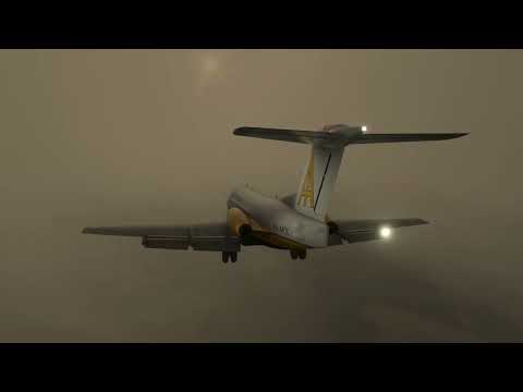 Justflight Fokker F28 Fellowship LOW VISIBILITY approach into Norwich Airport