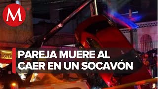 Se abre socavón en Querétaro y pareja muere al caer con auto a canal pluvial