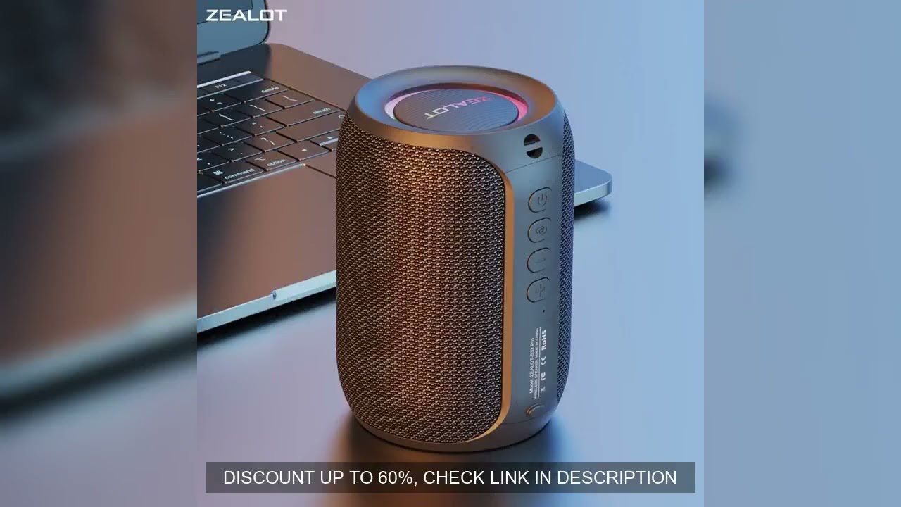 Zealot-S32PRO Powerful Bluetooth Speaker, Bass Wireless, LED Light, Outdoor Speakers, Subwoofer, Wat