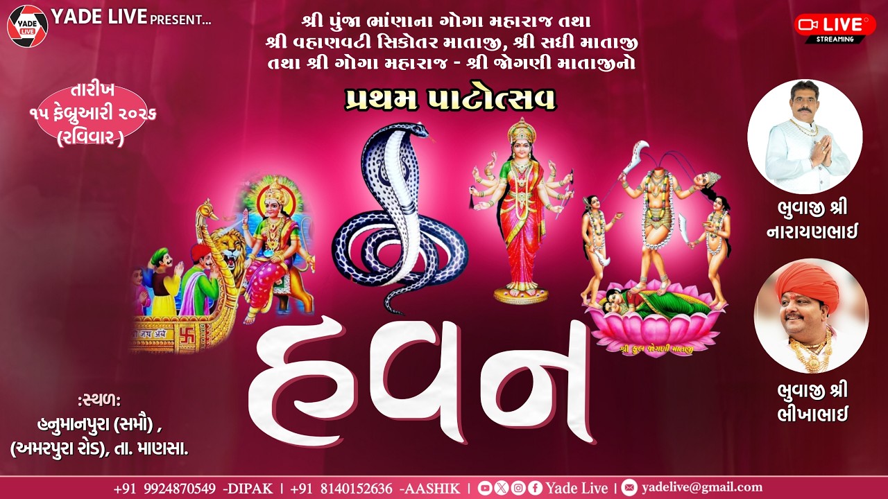 શ્રી પુંજા ભાણાના ગોગા મહારાજ || હવન || પ્રથમ પટોત્સ્તવ || હનુમાનપુરા (સમૌ) || ૧૫-૦૨-૨૦૨૬ @YadeLive