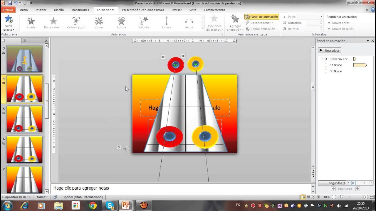 hacer un juego en power point al estilo guitar hero