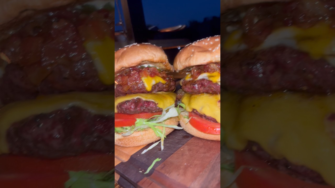 Let’s make some burgers on the Santa Maria bbq grill ￼#bbq #cooking #burger #dinner #grill