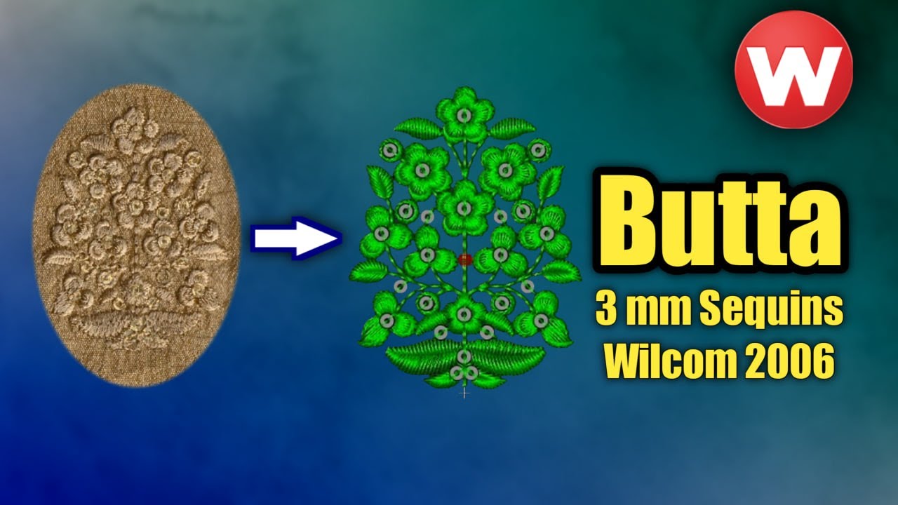 Scan Image Butta design Wilcom 2006 Embroidery Designing Tutorial