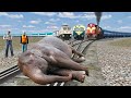 Giant Elephant 🐘 vs Three Trains - Stops the Train :--: Train Simulator