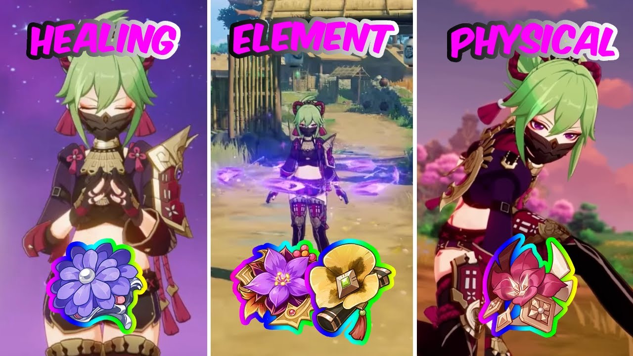 Using Kuki Shinobu as Healer, Elemental and Physical DPS