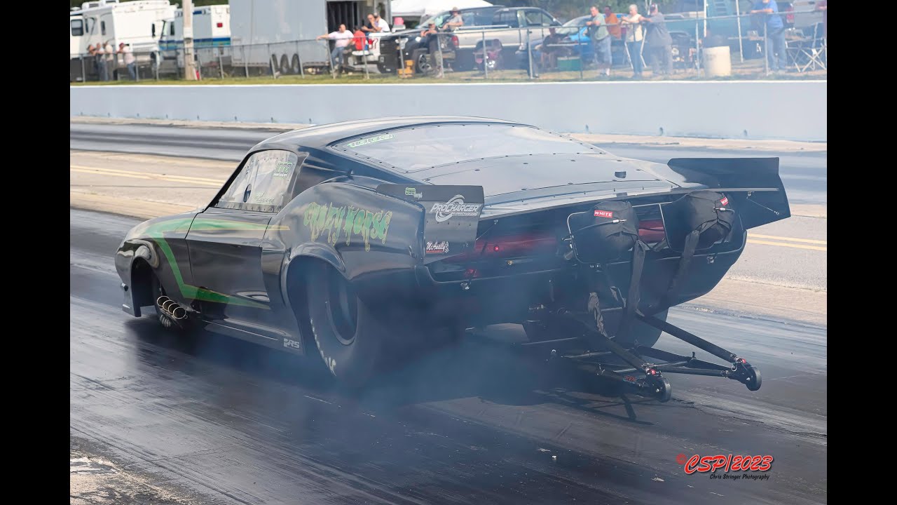 Smoky Pro Mod burnout from the Green Motorsports Pro Mod 67 Mustang 