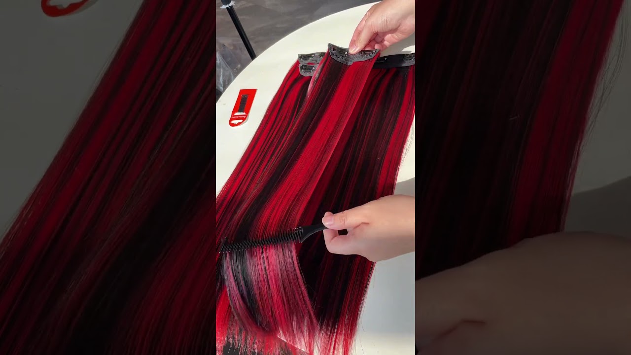 red hair extensions ❤️