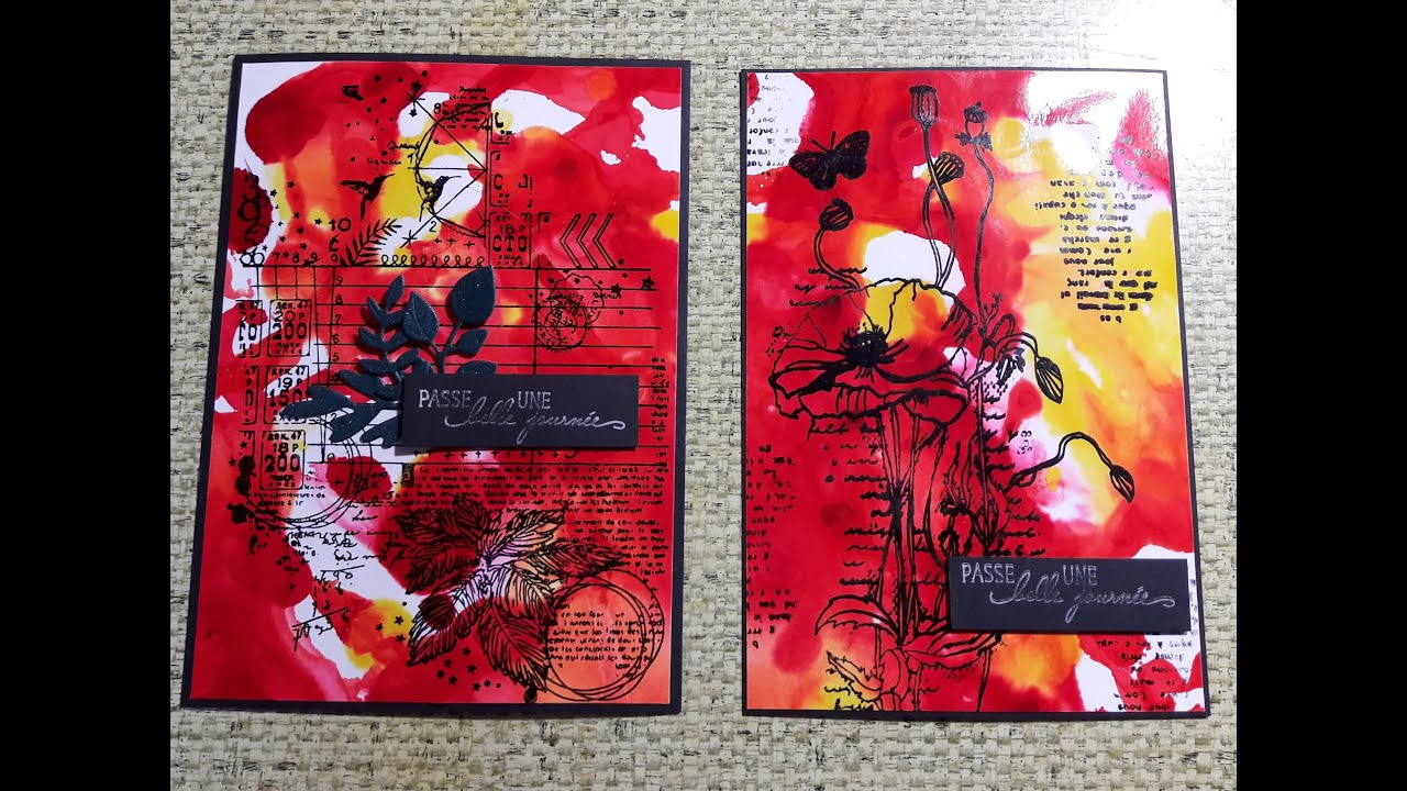 Carte avec fond aux encres à alcool #tuto, #action #scrap