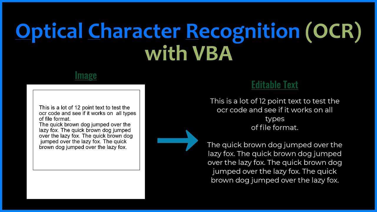 Optical Character Recognition with VBA