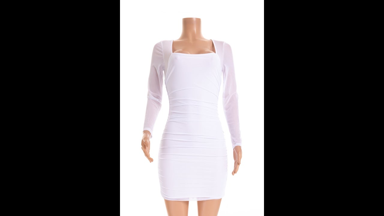 Autumn new four colors mesh splice double fabrics slim stretch zip-up pleated dress (A28656)