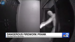 Doorbell camera catches ding dong ditcher setting off fireworks on stranger's doorstep screenshot 1