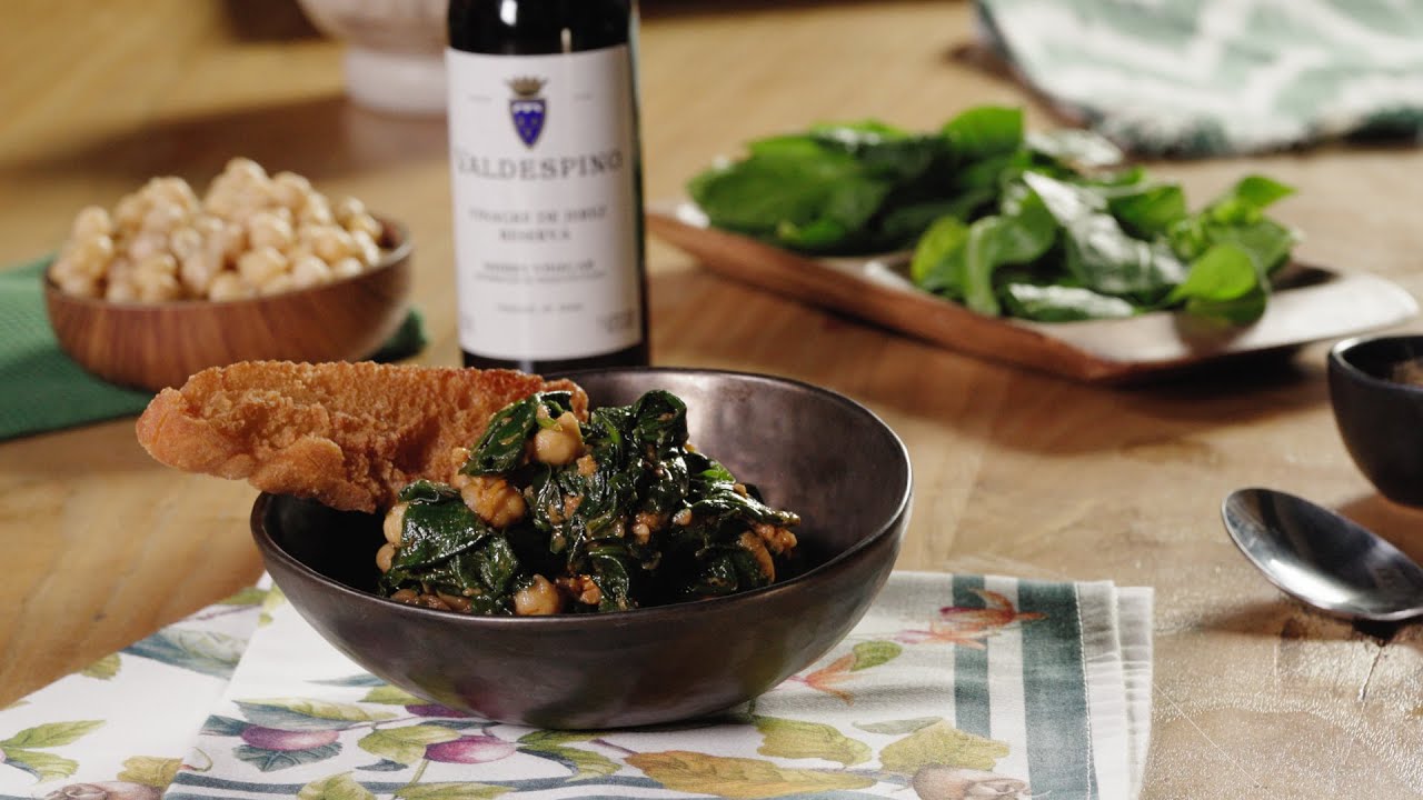 ESPINACAS CON GARBANZOS Y MAJADO DE ALMENDRAS YouTube