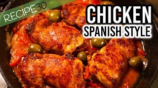 Spanish style chicken with chorizo and potatoes