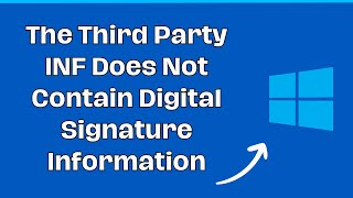 the third party inf does not contain digital signature information