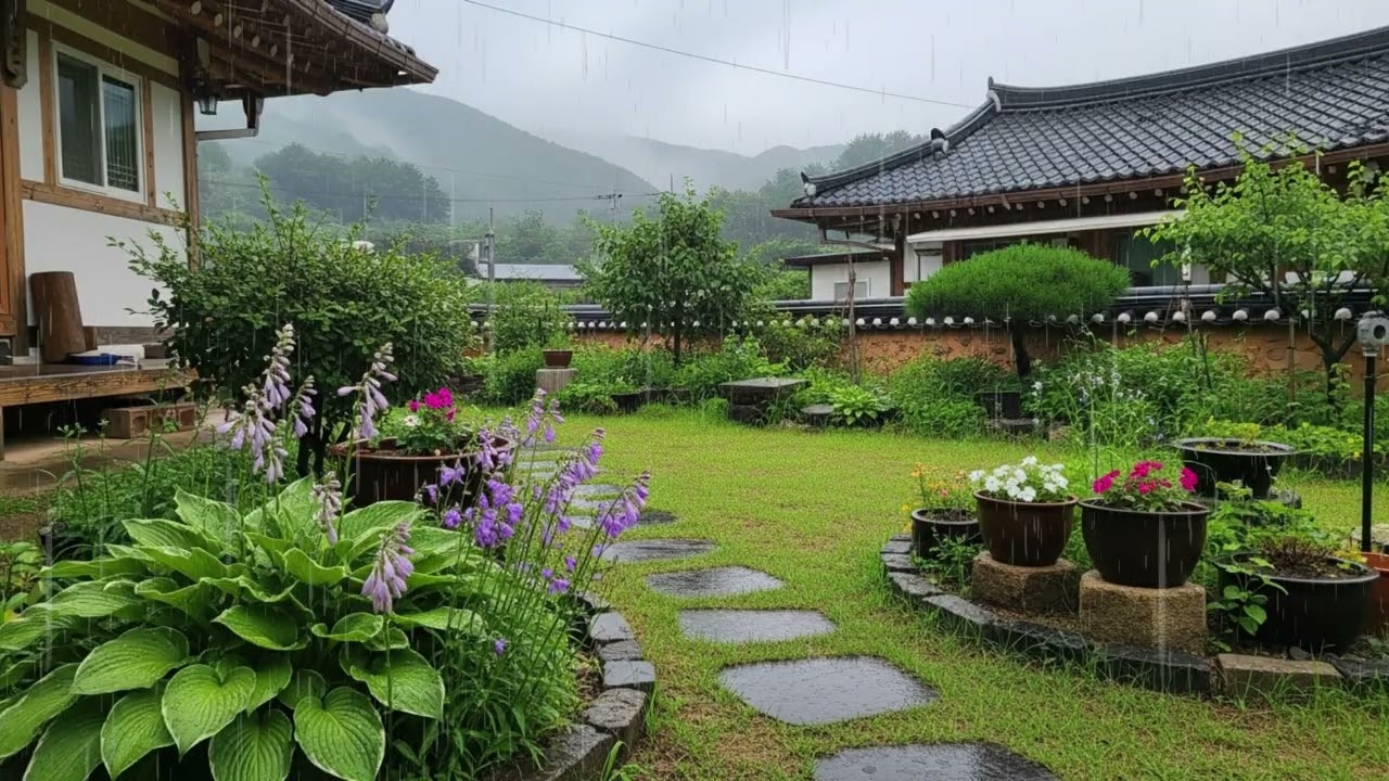 시골집 뒷뜰에 내리는 잠잘때 듣기 좋은 빗소리 #빗소리asmr #수면 #명상