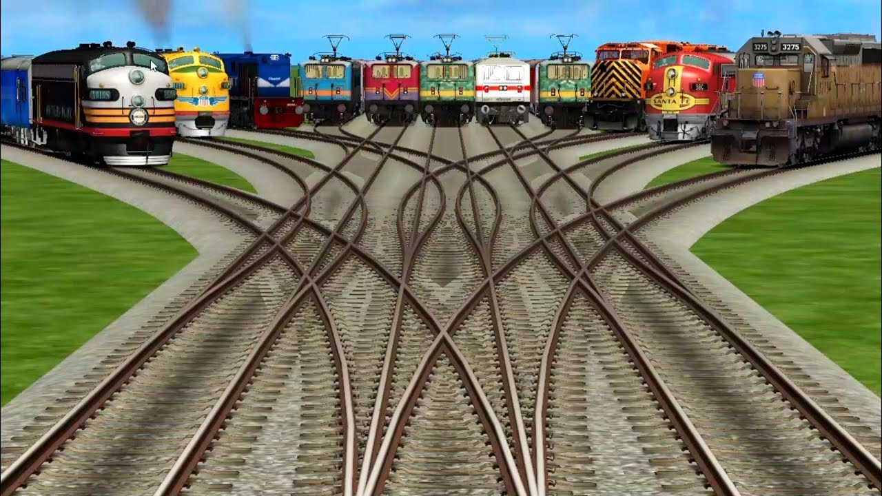  11+ All Realistic Trains Go Away from Bumpy Yard Tracks | Railroad crossings longest tracks #viral 