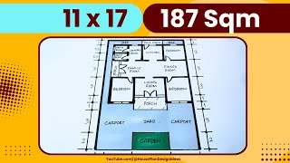11x17 House Plan Design 187 square meter 3 Bedroom