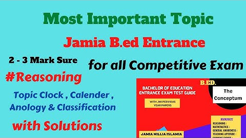 Reasoning Most Important Topic Jamia B.ed Entrance 2022 for all Competitive Exam | DU | IPU | UP
