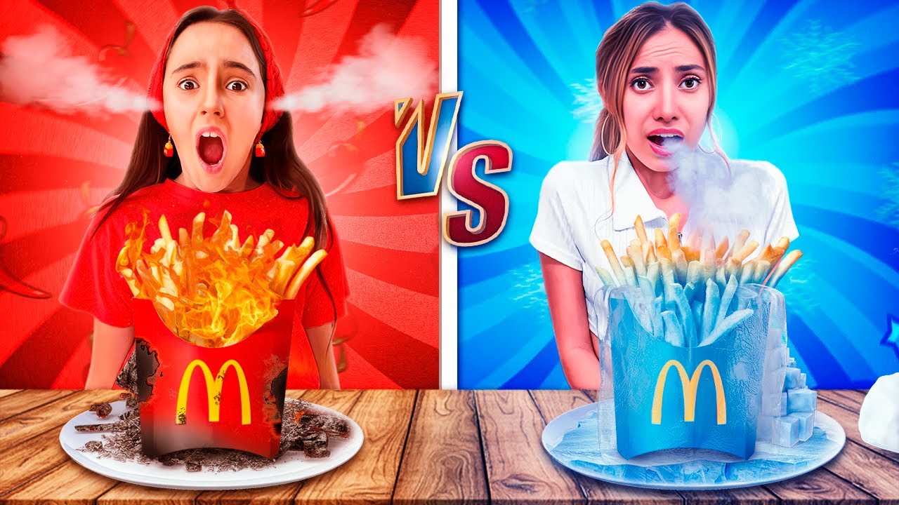 DESAFIO DA BANHEIRA QUENTE VS FRIA COM COMIDAS - CANAL DA BELINHA