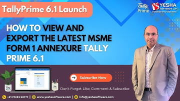 How to View and Export the Latest MSME Form 1 Annexure | Tally Prime 6.1
