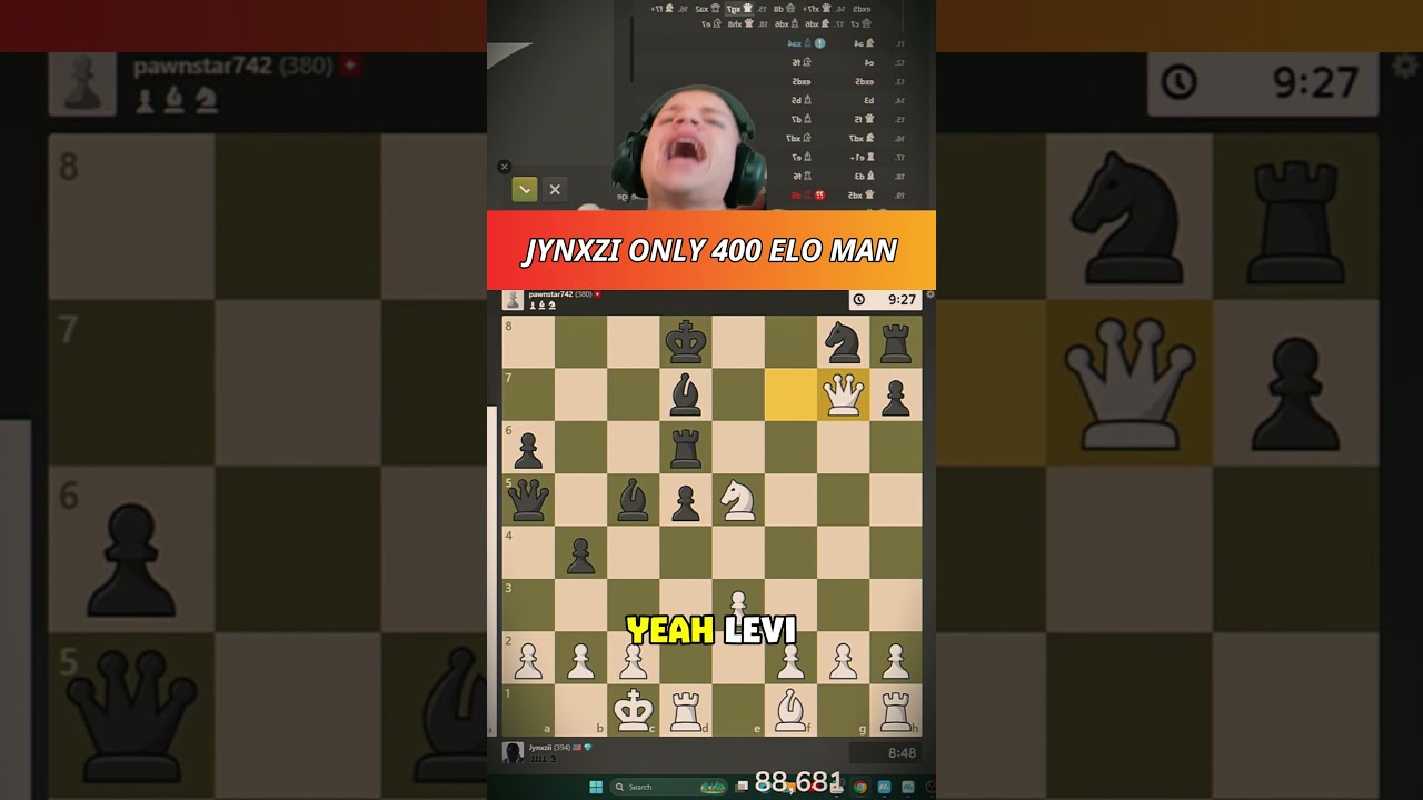 JYNXZI ONLY 400 ELO MAN #jynxzi #chess #twitch #twitchclips