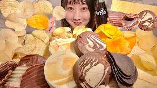 ASMR Pringles Chocolate Various Potato Chips【Mukbang/ Eating Sounds】【English subtitles】 