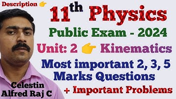 11 Physics|Most|Important|2,3,5 marks Questions|Important Problems|Unit 2|Kinematics|sky physics