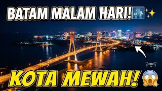 BATAM NIGHTFALL: Pesona Gemerlap Kota Batam dari Udara (4K)