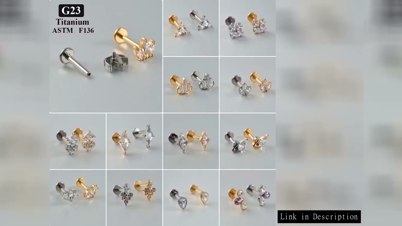 1PC ASTM F136 Titanium CZ Ear Cartilage Earrings Labret Stud 16G Internally Threaded Helix Crystal E