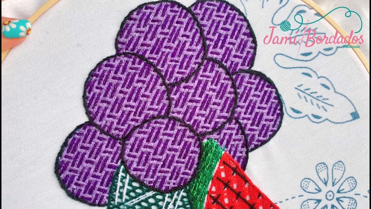 192. Bordado Fantasía Racimo de Uvas 2 / Hand Embroidery bunch of grapes 🍇 with Fantasy Stitch