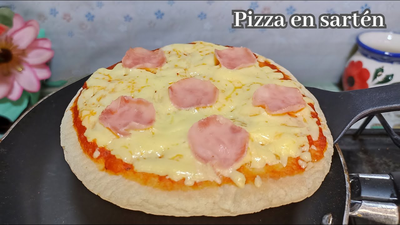 como hacer pizza casera facil en sartén / receta fácil de pizza en