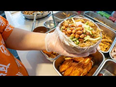 Chinese Street Food Vendor Prepares Savory Glutinous Rice