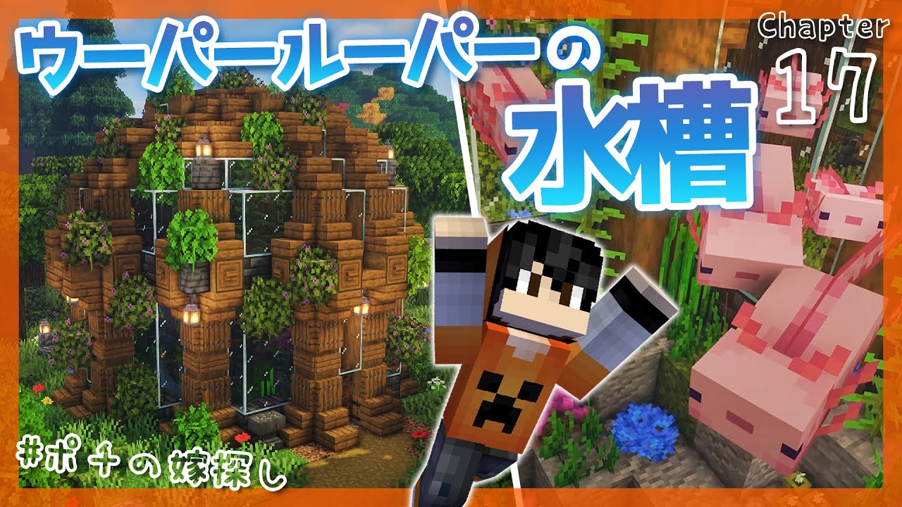 マイクラ実況 1 17から始めるサバイバル生活 ウーパールーパーの水槽はジメジメ森の中に マインクラフト 17 マインクラフト 動画ナビ