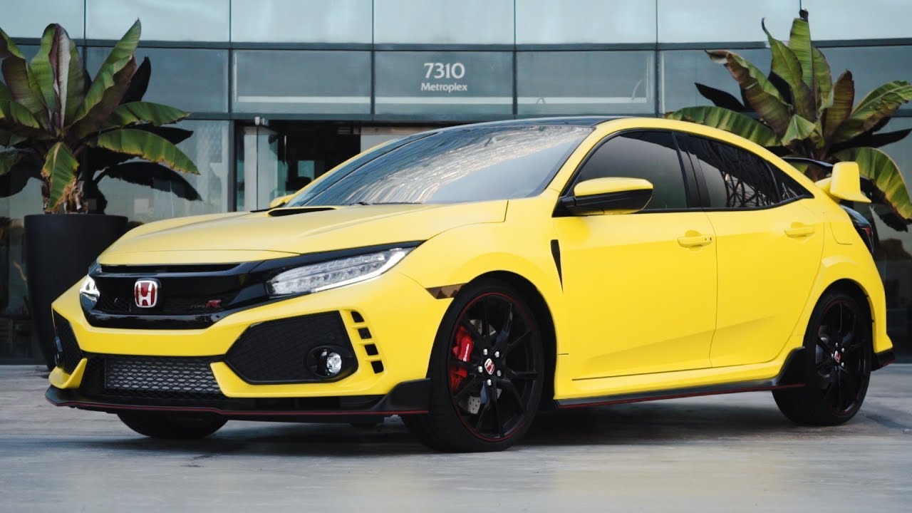 2017 HONDA CIVIC TYPE R WRAPPED SATIN YELLOW!!! SD WRAP - YouTube