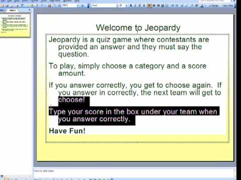 PowerPoint Jeopardy Part 1