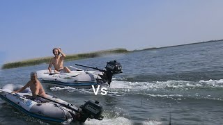 Dinghy Race With A Intex Mariner 3 With A 2.6 Hp Motor Skinny Man vs Fat Man At Full Throttle