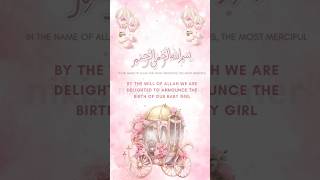 Celebrate your little one with a beautiful Muslim baby announcement💌#babyannouncements #itsagirl