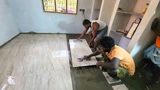 Amazing Flooring Techniques!-House 4x2 floor tile installation Process-Using by sand and cement