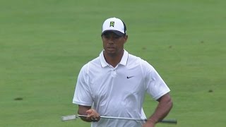 Tiger Woods' approach lips out on No. 17 at The Greenbrier