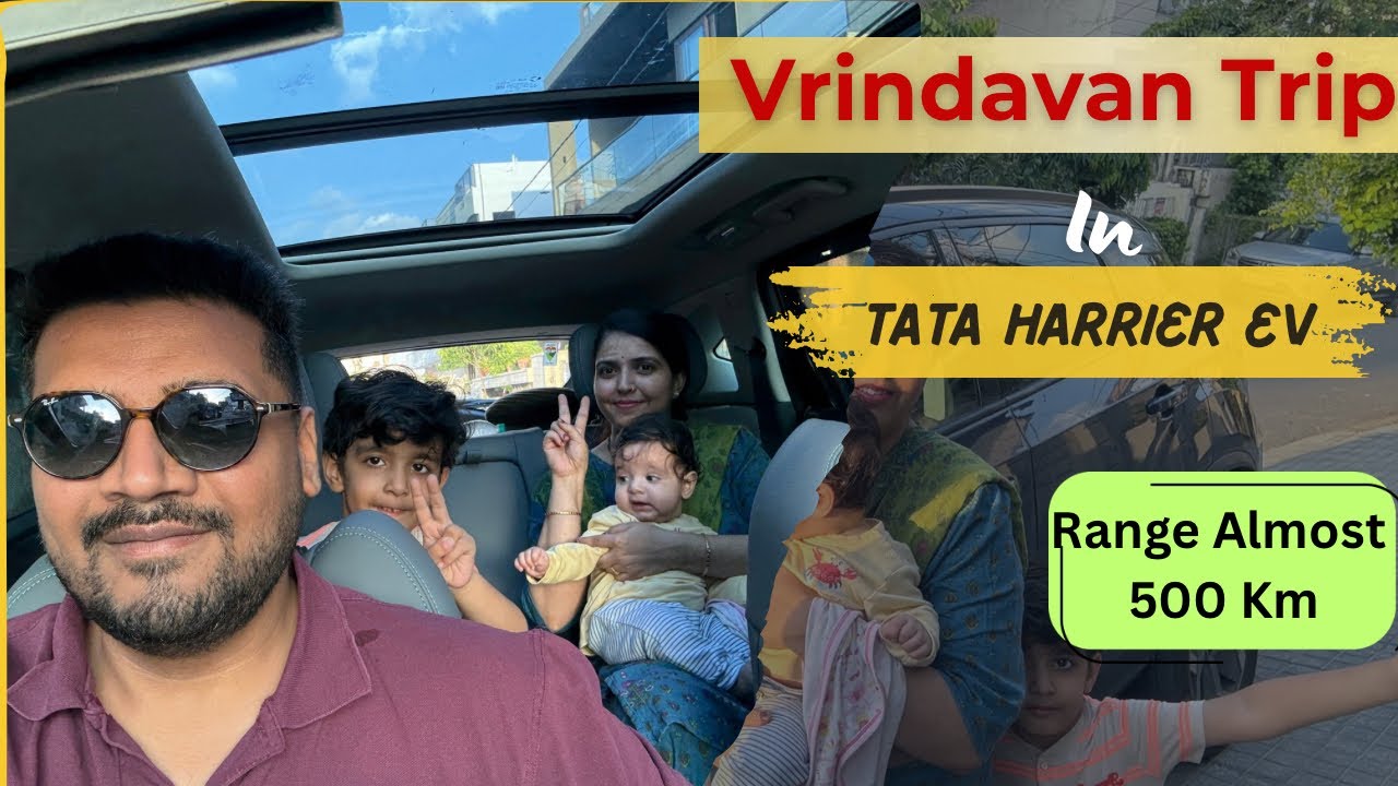 “Shocking Tata Harrier EV Range on Vrindavan Trip 😲⚡ Infotainment Screen Problem”