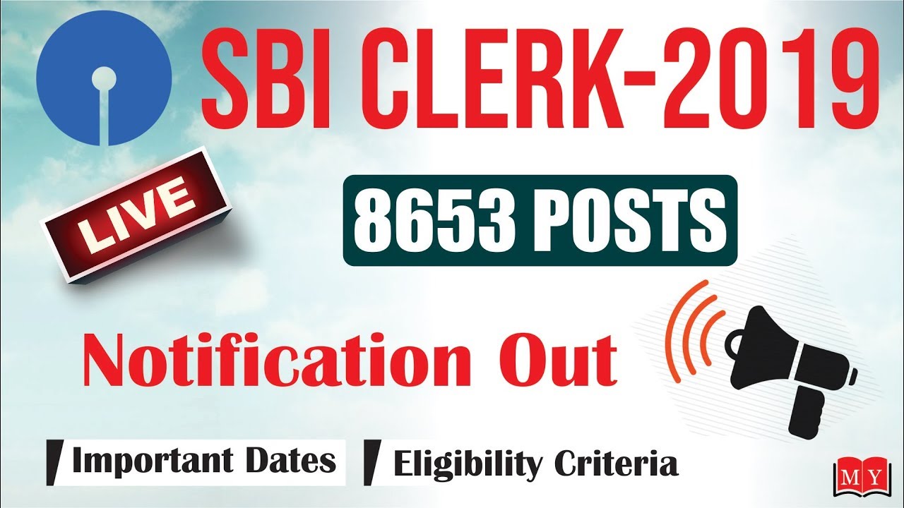 Breaking News | SBI Clerk 2019 Notification Out | 8653 Vacancies
