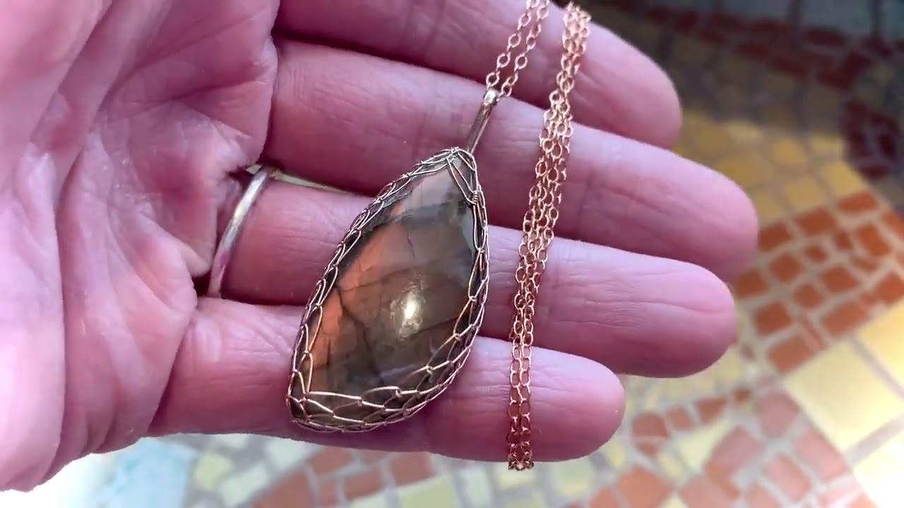 14k Rose Gold Filled Pink Fire Labradorite Necklace by Klee Angelie Jewelry "Eternal Hearth"