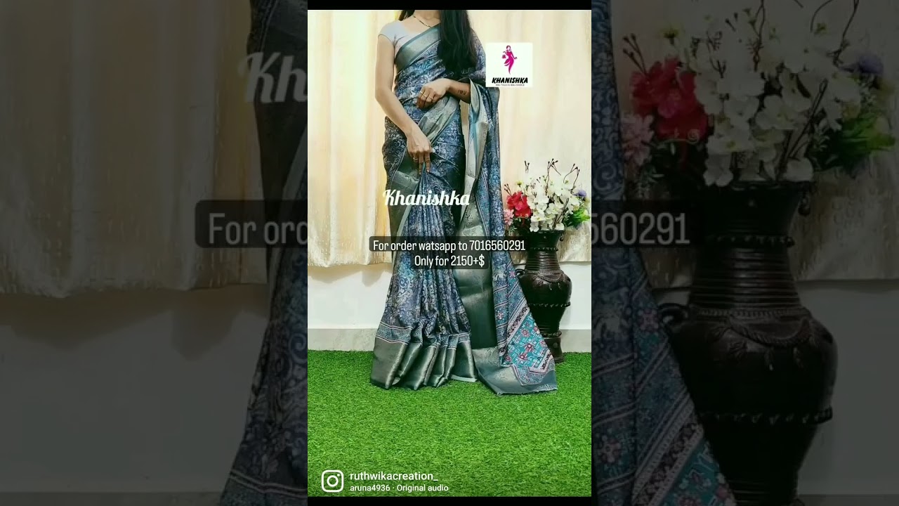 Soft dola silk saree allovef 3D DIGITAL prints WITH contrast kanchi border with pallu. 2150+$