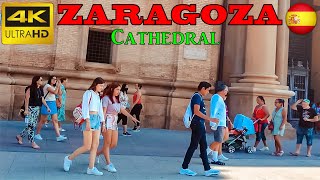 Zaragoza, Spain, Zaragoza Cathedral - 4k - walking tour - with historical Subtitles