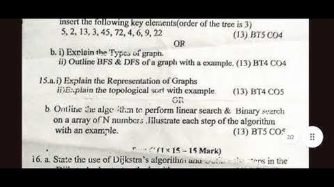 BE/BTech / CS3301 || II year / III Sem || Data Structures || Question Paper || Anna University