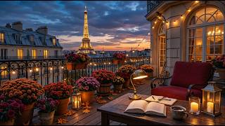 Romantic Paris Twilight 📖✨ Eiffel Tower Balcony Ambience ~ Relaxing Smooth Jazz for Deep Study screenshot 5