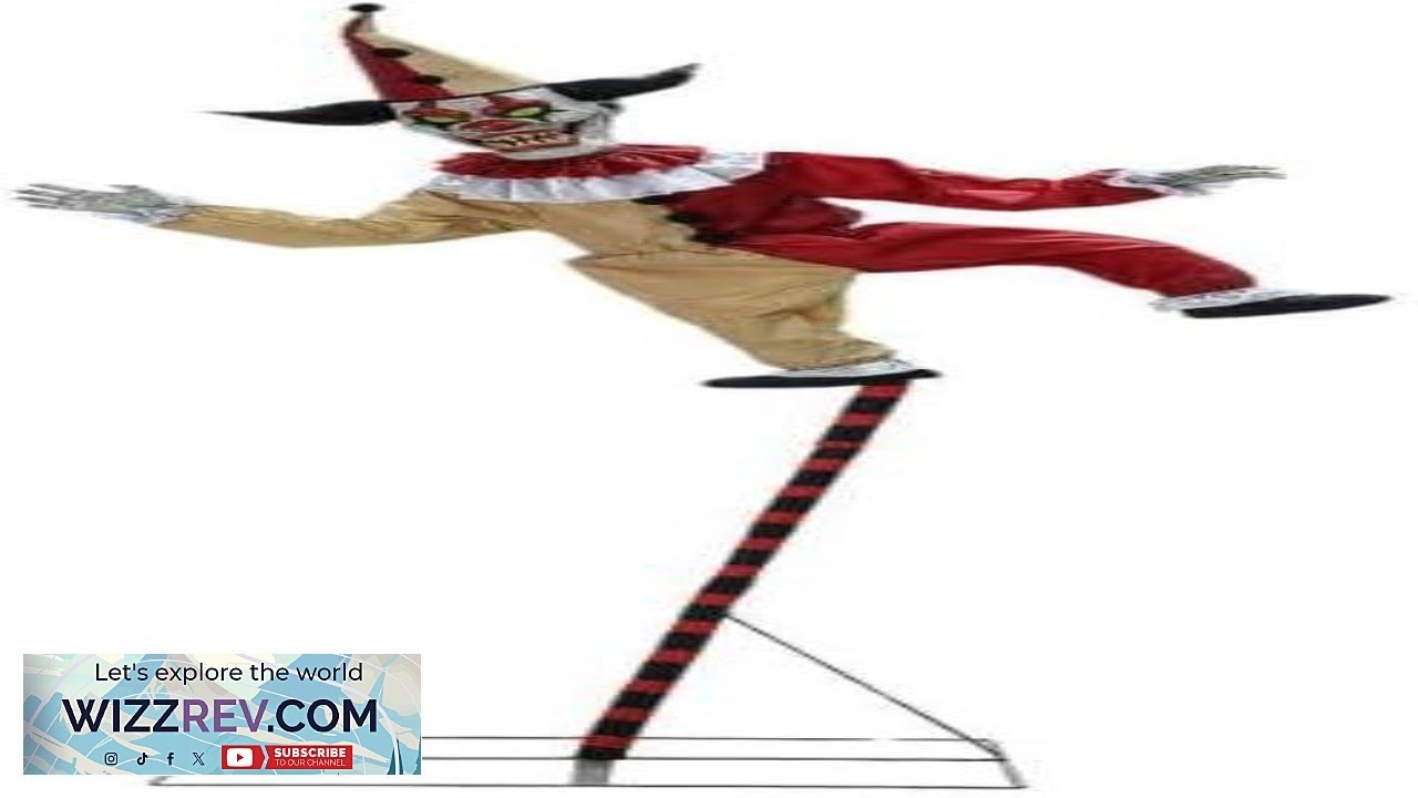 Balancing Clown Animated Prop 8ft Life Size Halloween Decoration with Moving Jaw
