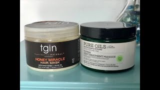 Hair Mask Comparison - TGIN Honey Miracle VS Silk Elements Pure Oils Eucalyptus and Honey Masque